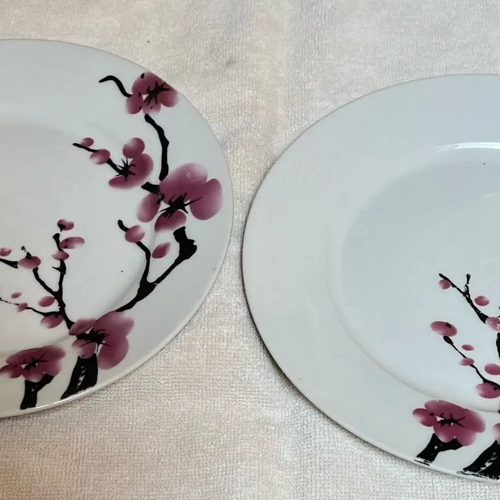 Oneida Pink White Cherry Blossom 2 Saucers Salad Small Bite Fruit Plates 8 In